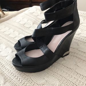 Vince camuto black wedge heels